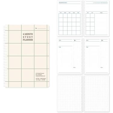 Imagem de Monolike Checkers Agenda de estudo de 4 meses, linha verde - planejador acadêmico, planejador semanal e mensal, plano de estudo