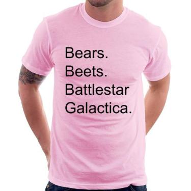 Imagem de Camiseta Bears. Beets. Battlestar Galactica. - Foca na Moda, Rosa bebê