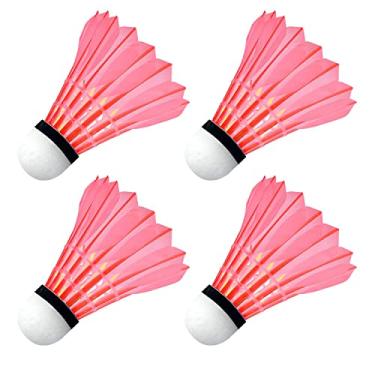 Imagem de YUANZ Badminton LED, pacote com 4 badminton, peteca de iluminação que brilha no escuro para atividades esportivas internas e externas (vermelho)