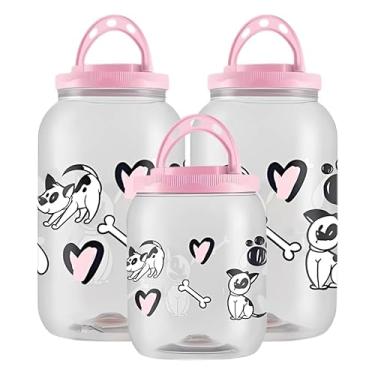 Imagem de Kit Porta Ração 3 Potes com Alça 3,6LT 1,7LT Multiuso Container (Dog Rosa)