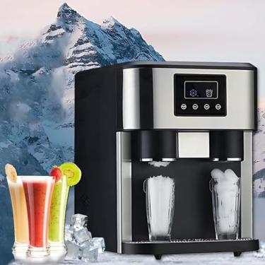 Imagem de Máquina de gelo de 3 funções: fabricante/triturador/distribuidor - congelamento rápido de 7 minutos, 16 cubos por ciclo, água manual+automática, visor LCD