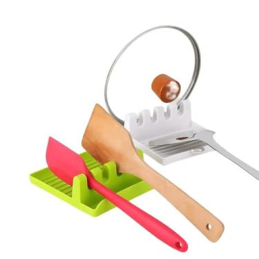 Imagem de Descanso de Talheres e Tampa de Panela Apoio de Plástico para Cozinha Resistente ao Calor Fácil de Limpar Organizador Prático para Utensílios e Panela
