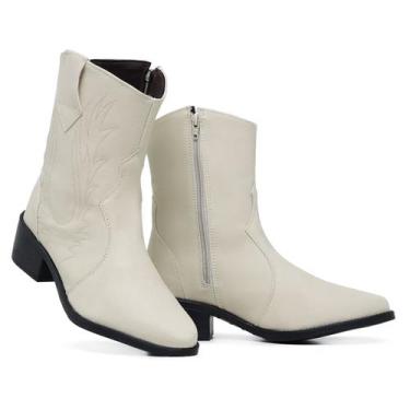 Imagem de Bota Texana Feminina Country Confort Bico Fino Pelepincel, Branco, 33