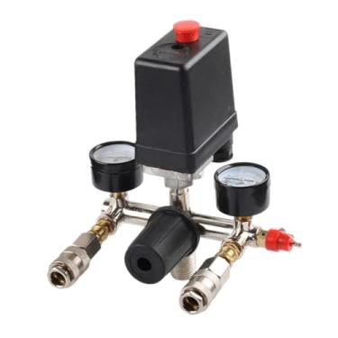 Imagem de Fenteer Válvula do regulador de pressão do ar com manômetro, Conector Rápido