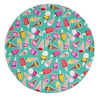 Imagem de Capa de Sousplat em Tecido Tricoline Sorvetes para Base MDF 35cm - M&G