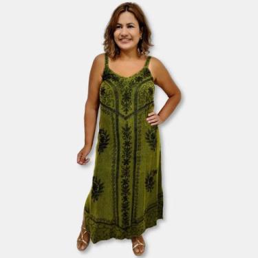 Imagem de Vestido Indiano Midi Alças Liso com Bordados 802 - Sarat Moda Indiana,