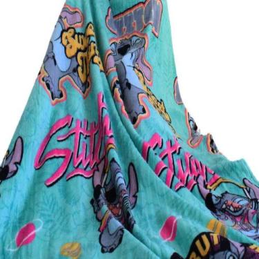 Imagem de Manta solteiro fun disney c/ cinta stitch azul/cd - Jolitex