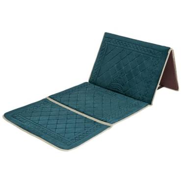 Imagem de Tapete de meditação dobrável com descanso para costas/tapete para oração com suporte para as costas / Sajadah (verde escuro)