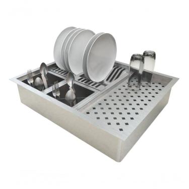 Imagem de Kit Cuba 50X40 Escorredor Calha Canal Úmida 55Cm Inox