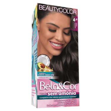 Imagem de Tintura Creme Bela&Cor sem Amônia 4.0 Castanho Médio Beautycolor