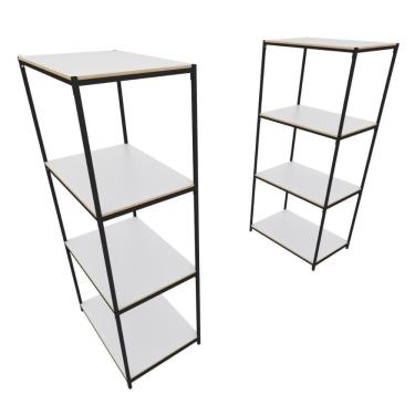 Imagem de Praleira De Aço Reforçada Mini Porta Pallet 200x60x90 Estante Estoque Bandeja Branca 2 Módulos