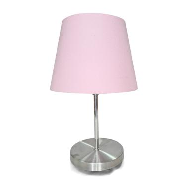 Imagem de Luminaria abajur pequeno escovado cupula Rosa E27 uso cabeceira de cama, quarto