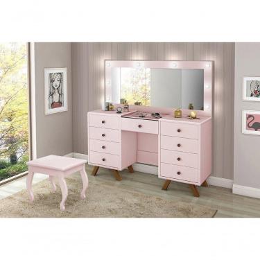Imagem de Penteadeira Camarim Com Espelho E Banqueta Mila Rosê