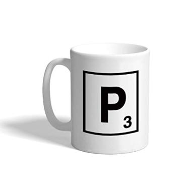 Imagem de Caneca de café de cerâmica 325 ml "P" Scrabble inicial monograma letra P design de xícara de chá branca apenas