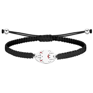 Imagem de MAOFAED Presente de personagem de filme de terror, joias com tema de Halloween, lembrancinha de festa de Halloween, presente de filme assustador, Small, Aço inoxidável, Ágata