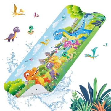 Imagem de Tapete de banho de bebê para banheira antiderrapante 101 x 40 cm, tapete de banheira infantil extralongo, sem molde, tapete de chuveiro antiderrapante com ventosas e orifícios de drenagem para