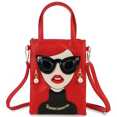 Imagem de ENJOININ Bolsas de ombro femininas inovadoras com alça superior de couro sintético descolado, bolsa clutch para mulheres, Vermelho-4a