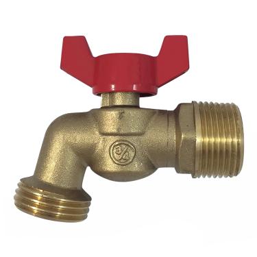 Imagem de Bola de latão semelhante à ponta de flecha [79-212] Entrada NPT macho de 3/10.2 cm com saída de mangueira de água de 3/4 ideal para jardins e pátios Llave de Manguera o Nariz 3/10.2 cm Mangueira Bibb