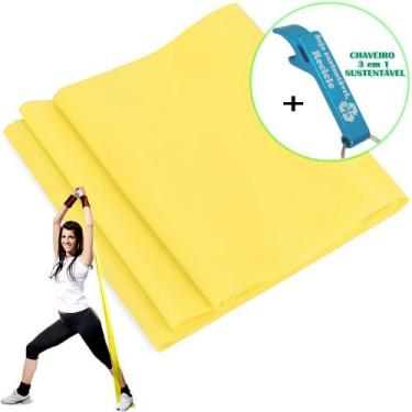 Imagem de Faixa Elástica Para Exercício Resistência Yoga Amarelo + Chaveiro CBRN