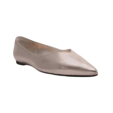 Imagem de Sapatilha Prata Couro Bico Fino Minimal Arezzo-Feminino