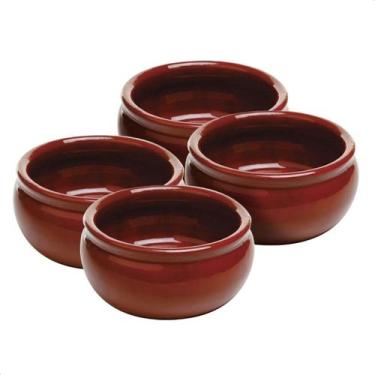 Imagem de Kit 4 Tigelas Cumbucas De Cerâmica 500ml Cor Marrom Sopas Caldinhos Re
