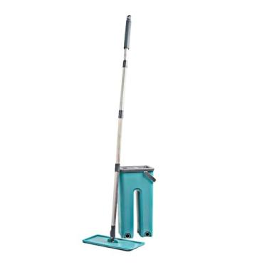 Imagem de Rodo Flat Mop com Balde Lava e Seca, 5 Litros, 2 Refis, Base 32cm, Cabo 112cm