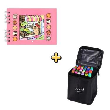 Imagem de Kit Livro De Colorir Bobbie Goods stich e Conjunto De Canetinhas Ponta