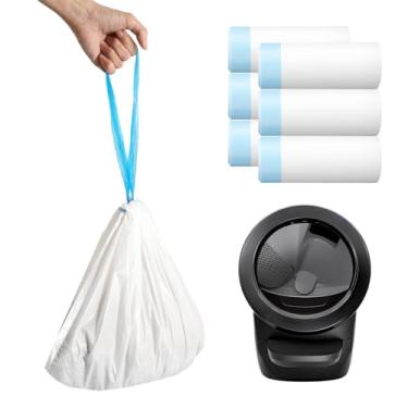 Imagem de 120 sacos de areia para gatos para robô de areia 4, caixa de areia automática para gatos autolimpantes, sacos de lixo para gatos autolimpantes, vários forros para gatos com cordão, caixas de lixo