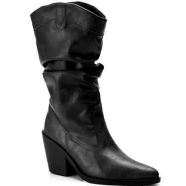Imagem de Bota Feminina Lumiss Western Texana Slouchy Cano Médio Enrugada preto37