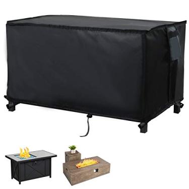 Imagem de Capa para lareira Sakeye, capa de mesa retangular resistente à água, para mesa de fogo, antiUV, resistente a gás, para uso externo, capas de mesa para móveis a gás, preto (quadrado, 2,5 - 111,7 cm C x 81,6 cm L x 58,5 cm A)
