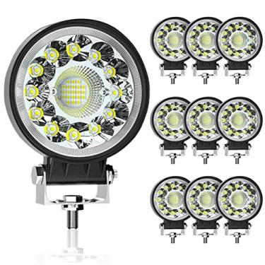 Imagem de OfleGold Luzes De Trabalho Led Spot, 4" Pods Light 99W Round Offroad Driving Bar 12V 24V Trator Fog Pod Lights Para Suv Atv Golf Cart Snow Soprador, 10 Peças