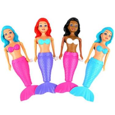 Imagem de Boneca sereia encantada para banho a corda dp play akt3638 ark brasil