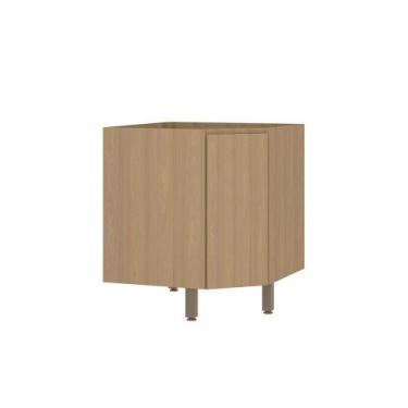 Imagem de Balcão De Cozinha Canto Diagonal 74cm 1 Porta Sem Tampo Slim Freijó/fr