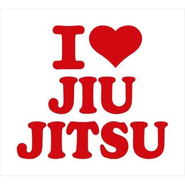 Imagem de Adesivo "I Jiu-Jitsu" – Luta, BJJ, MMA, UFC, Arte Suave (VERMELHO, 56,5X50 CM)