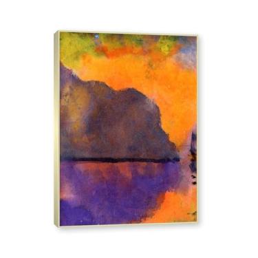 Imagem de NHLDZYH Moldura dourada champanhe. Impressões de Emil Nolde, (Cliff by the Sea), reproduções de pinturas famosas, imagem de arte abstrata para sala de estar quarto decoração de casa. 40 x 56 cm-15,7 x