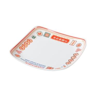 Imagem de Prato de lanche quadrado de porcelana de imitação de melamina simples comercial cor vitrificada estilo nórdico - quadrado de 21,6 cm