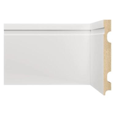 Imagem de Kit Rodapé de MDF 3 Barras Frisadas de 15cm x 2,40m Rende 7,2 Metros Moldufama Branco