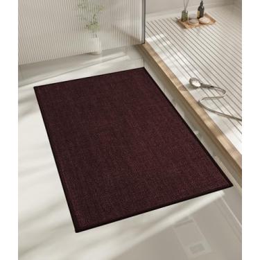 Imagem de chakme Tapete de banheiro 61 x 17, tapete de banho ultrafino antiderrapante pequeno tapete de banho absorvente de secagem rápida para piso de banheiro, (roxo escuro, 61 x 43 cm)