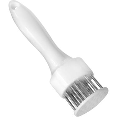 Imagem de Amaciador de Carne Manual em Aço Inox, Batedor de Bifes com Furador, Utensílio Cozinha, Churrasco (BRANCO)