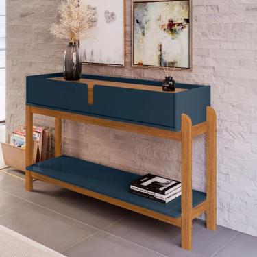 Imagem de Aparador 2 Gavetas Ajax Azul Cobalto/cedro