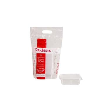 Imagem de Pote Retangular com Tampa para Sobremesas, 150ml, 15x20 Unidades, Embalagem Plástica