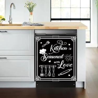 Imagem de Capa magnética preta para máquina de lavar louça para lavadoras, painel de geladeira, capa de decalque