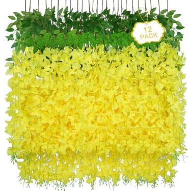 Imagem de Siyaluens Flores falsas para pendurar glicínias (12 peças, amarelo)