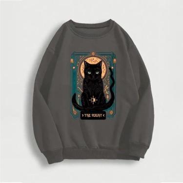 Imagem de Moletom Careca Gato Tarô (FRENTE) Gola Redonda Casaco Masculino Femini