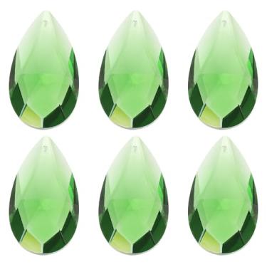 Imagem de PATIKIL Pingentes de cristal K9, contas de gota, pacote com 6 peças de prismas de lustre de 50 mm, contas penduradas, lâmpada DIY para decoração de artesanato, verde pálido