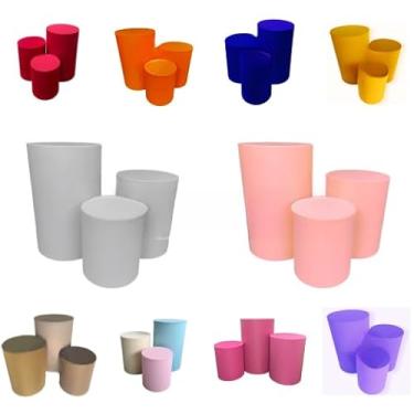 Imagem de kit 10 capas mesas cilindro festa veste fácil