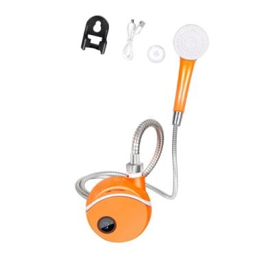 Imagem de Pegciuho Chuveiro portátil de acampamento com mangueira, chuveiro elétrico recarregável para áreas externas para praia