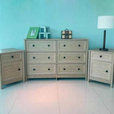 Imagem de Cômoda 6 Gav+2 Mesas de Cabeceira Ditália DM-217 DM-112, Carvalho