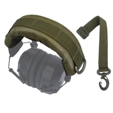 Imagem de Pdflie Protetor de Ouvido Capa de Fone de Ouvido de Tecido Fone de Ouvido Proteção Modular Faixa de Cabeça Almofada Compatível para Peltor Geral Tático Caça Tiro Militar Tático Fones de Ouvido(Verde O