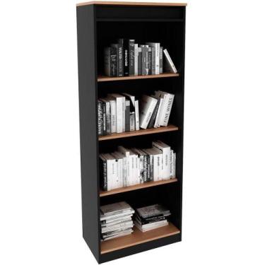 Imagem de Estante Armário Alta Livreiro Multiuso Office 4 Prateleiras Amêndoa/pr